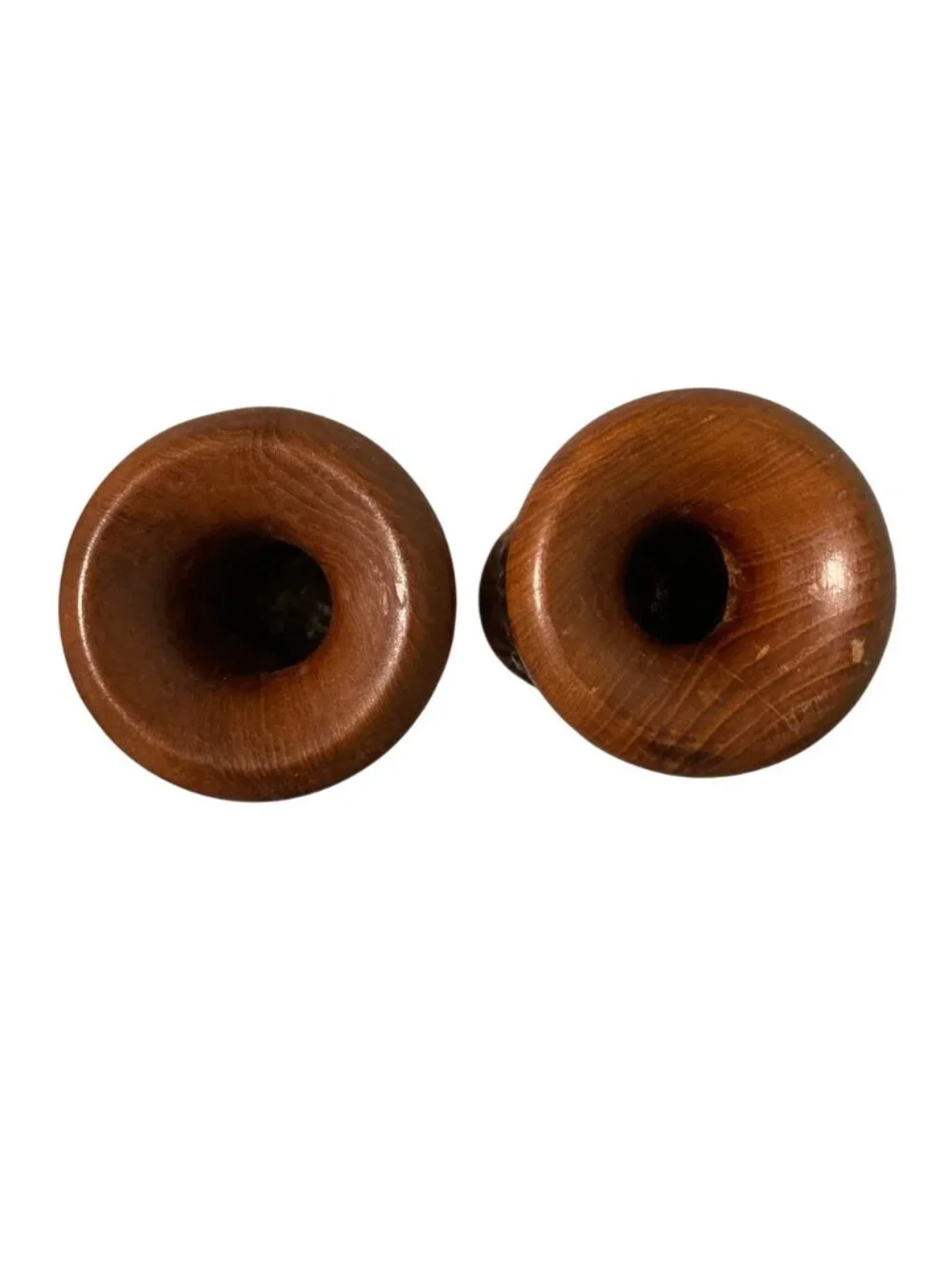 Vintage Hand-Carved Teak Wood Candle Holders